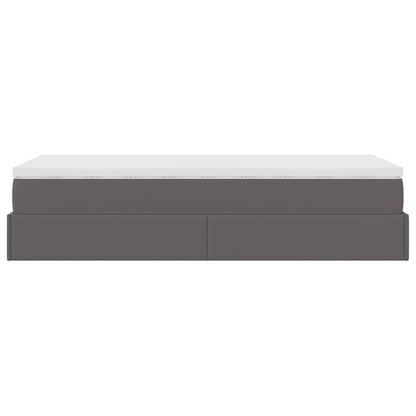 Ottoman bed met matras 90x190cm kunstleer grijs