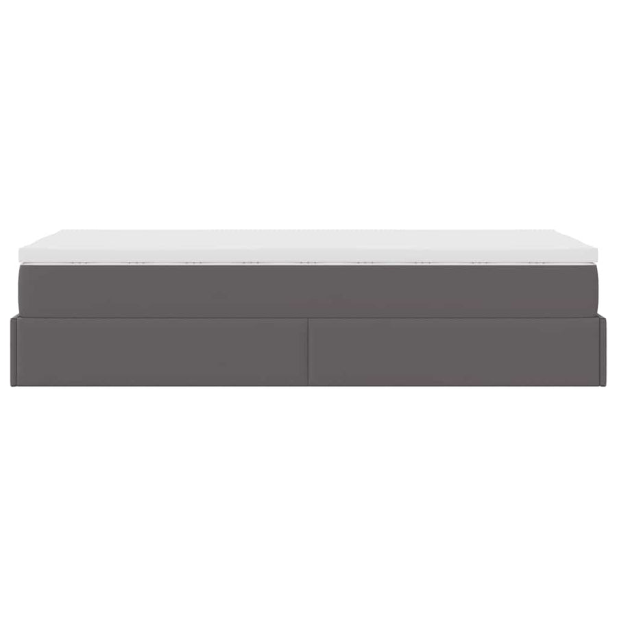 Ottoman bed met matras 90x190cm kunstleer grijs