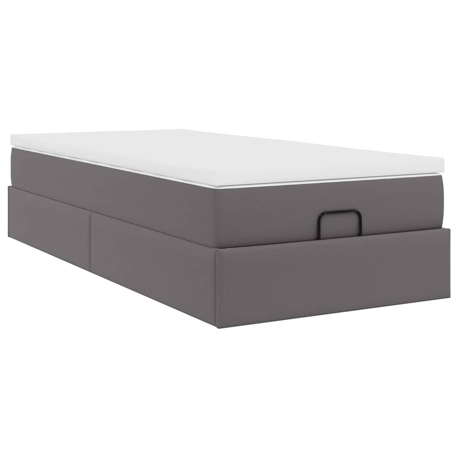 Ottoman bed met matras 90x190cm kunstleer grijs