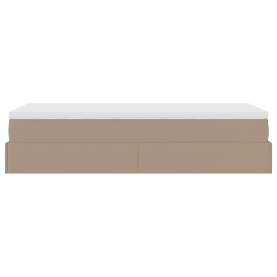 Ottoman bed met matras 90x190cm kunstleer cappuccinokleurig