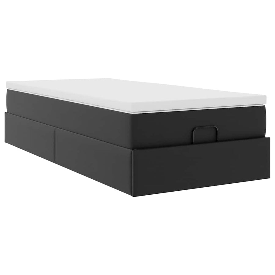 Ottoman bed met matras 90x200cm kunstleer zwart
