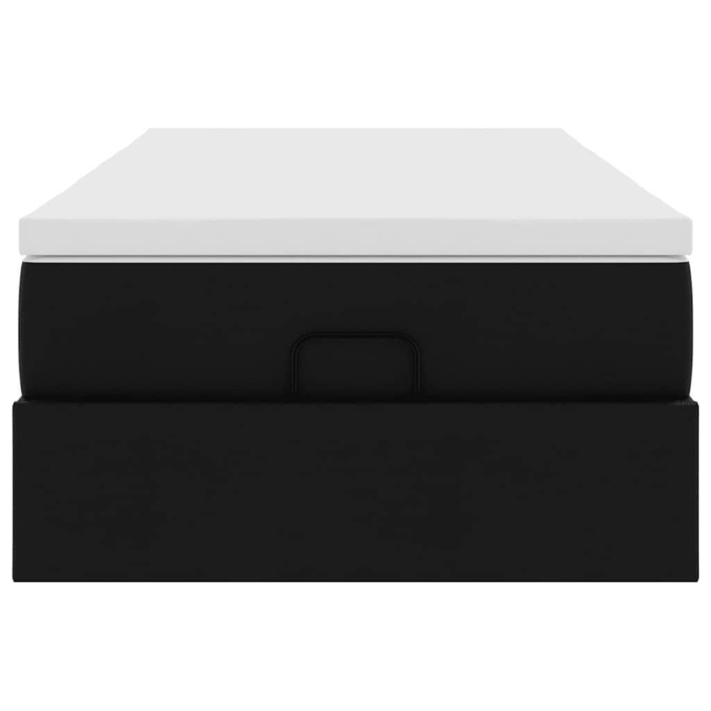 Ottoman bed met matras 90x200cm kunstleer zwart