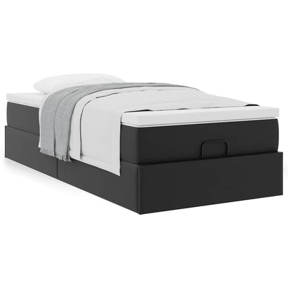 Ottoman bed met matras 90x200cm kunstleer zwart