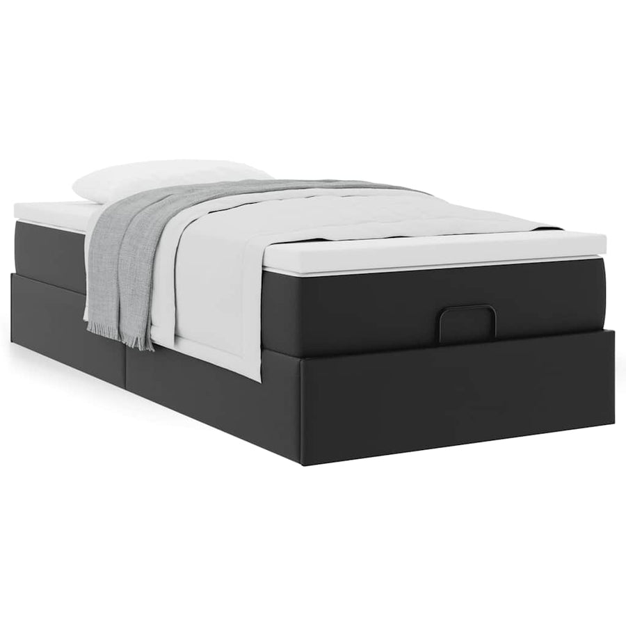 Ottoman bed met matras 90x200cm kunstleer zwart