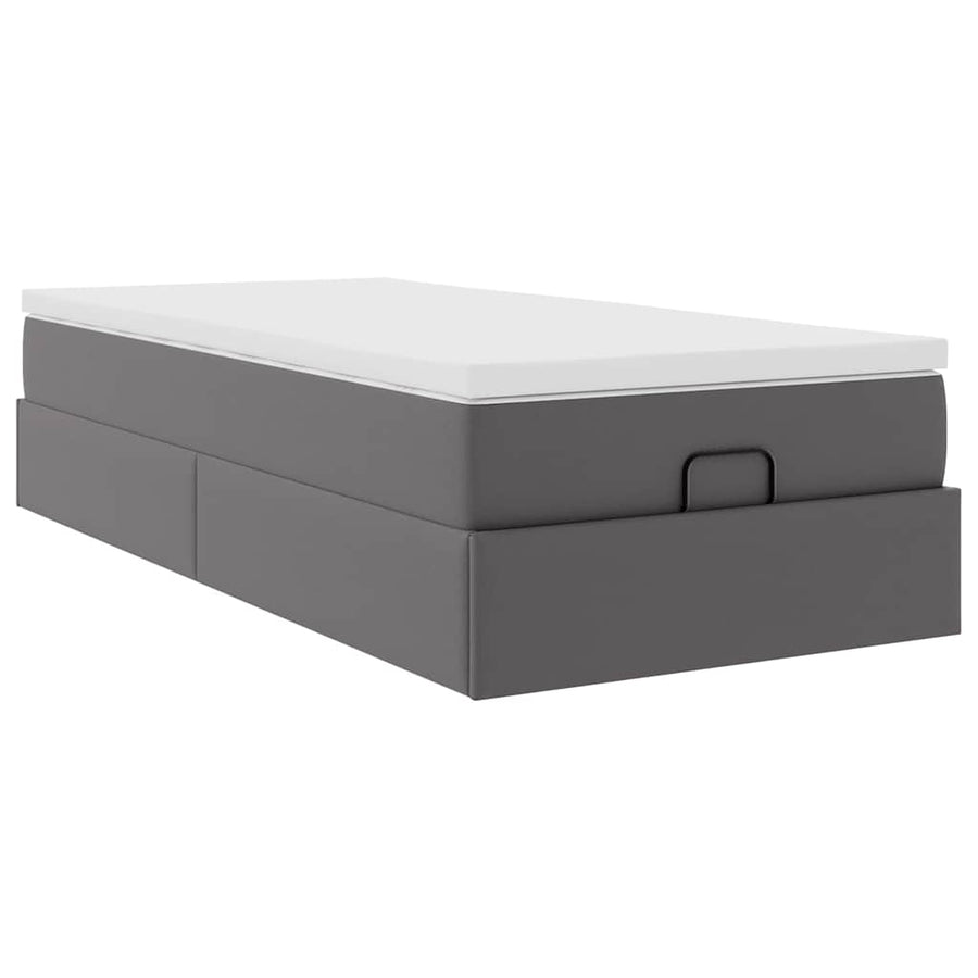 Ottoman bed met matras 90x200cm kunstleer grijs