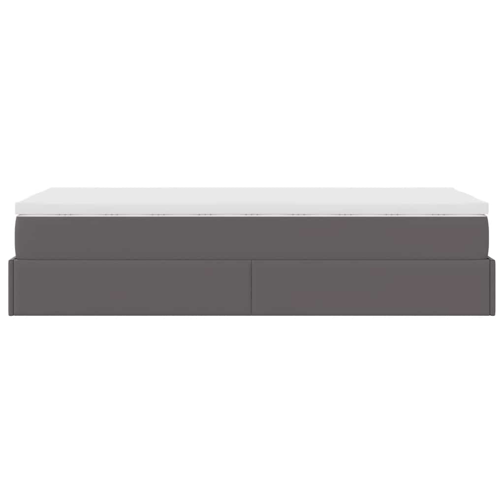Ottoman bed met matras 90x200cm kunstleer grijs