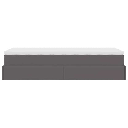 Ottoman bed met matras 90x200cm kunstleer grijs