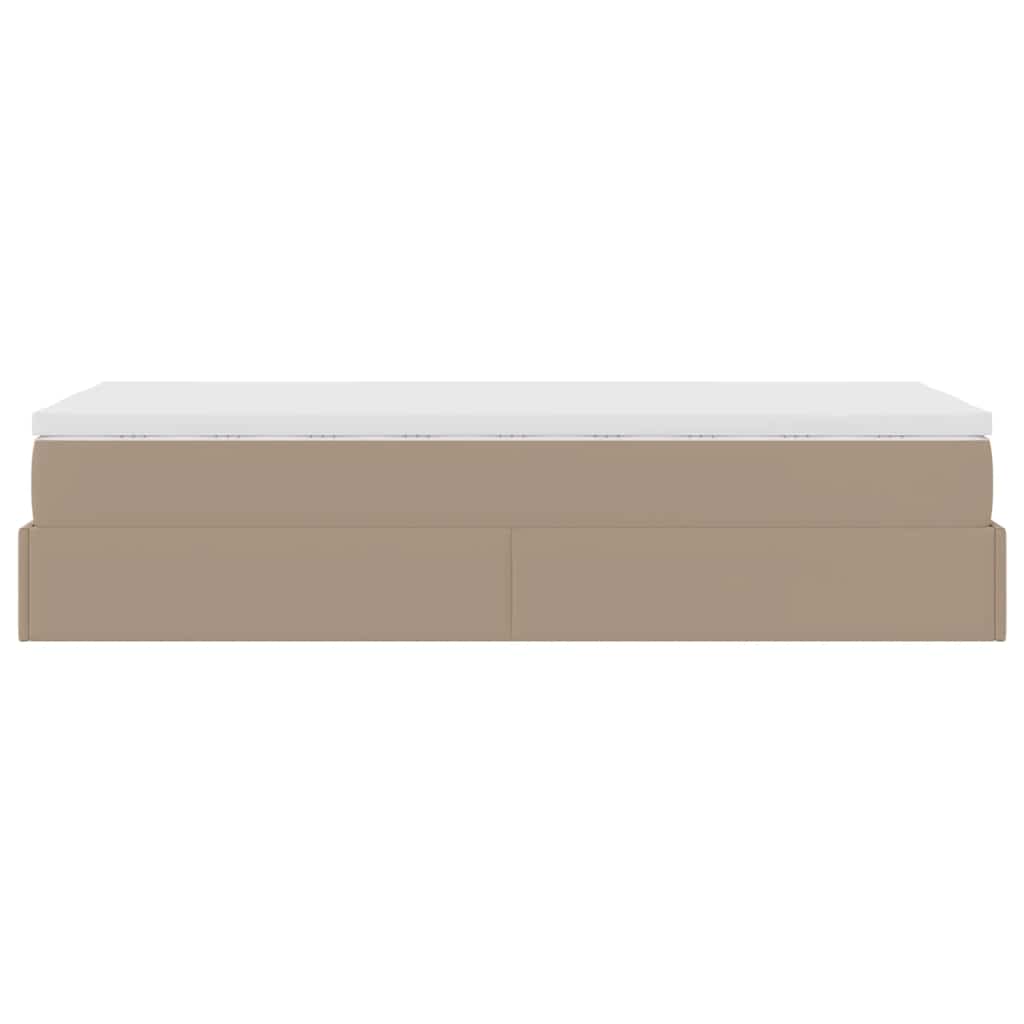 Ottoman bed met matras 90x200cm kunstleer cappuccinokleurig