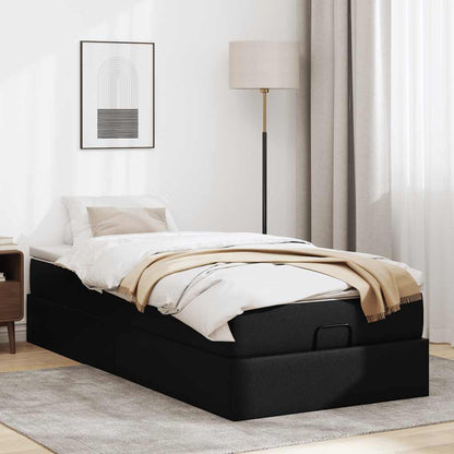 Ottoman bed met matras 100x200cm kunstleer zwart