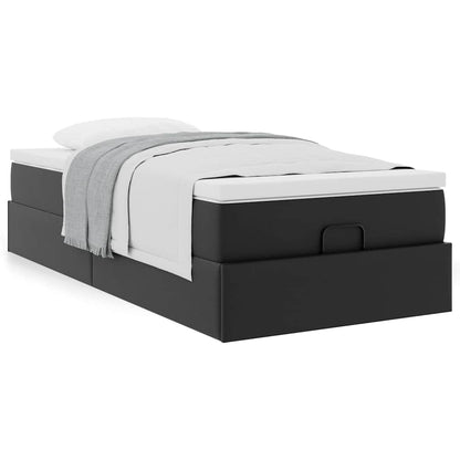 Ottoman bed met matras 100x200cm kunstleer zwart