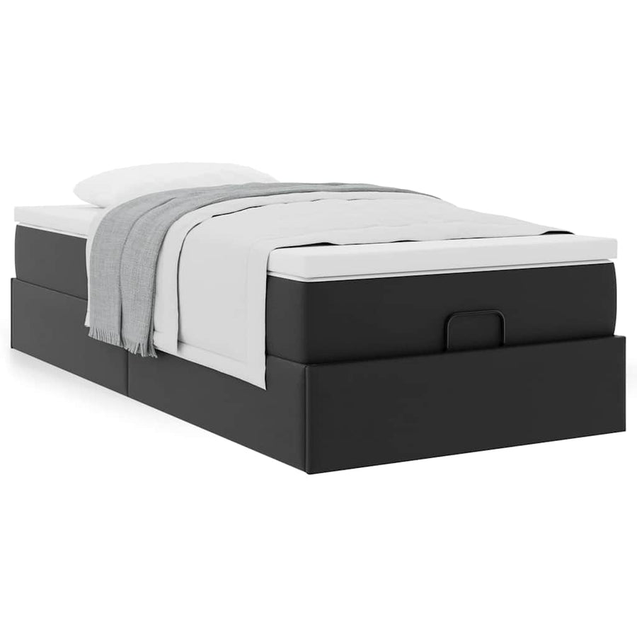 Ottoman bed met matras 100x200cm kunstleer zwart