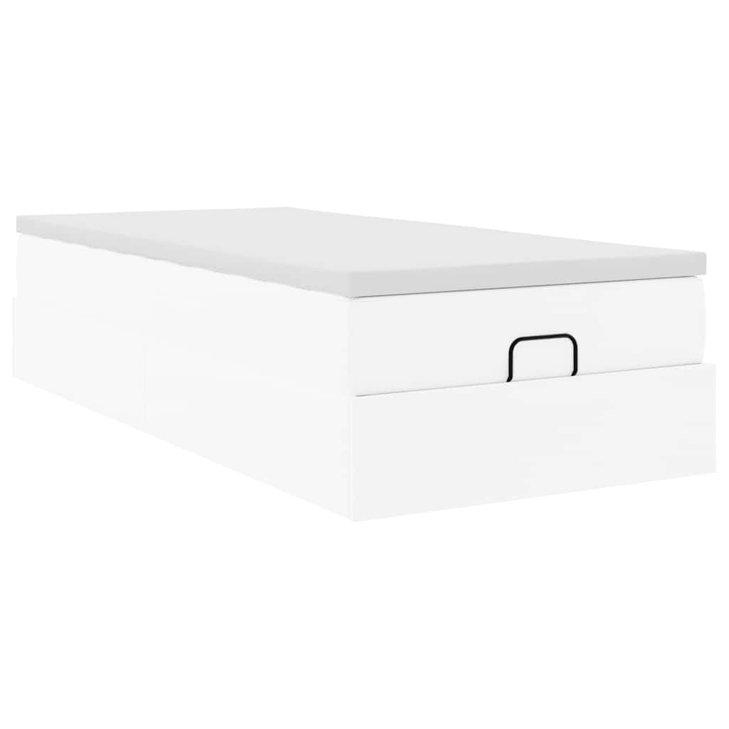 Ottoman bed met matras 100x200cm kunstleer wit