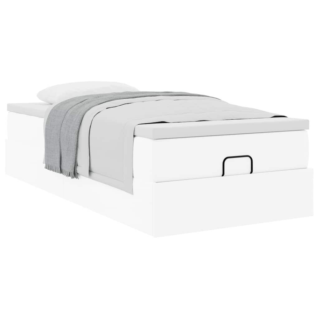 Ottoman bed met matras 100x200cm kunstleer wit