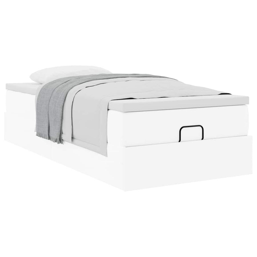 Ottoman bed met matras 100x200cm kunstleer wit