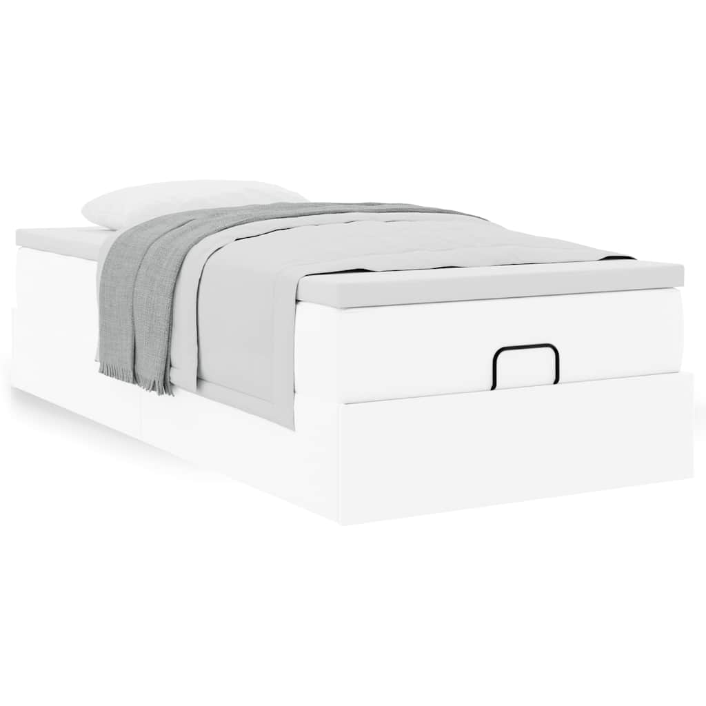 Ottoman bed met matras 100x200cm kunstleer wit