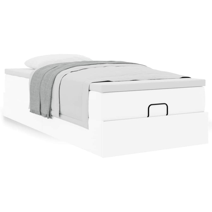 Ottoman bed met matras 100x200cm kunstleer wit