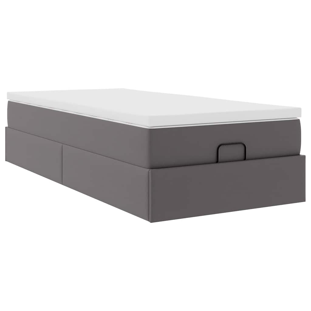 Ottoman bed met matras 100x200cm kunstleer grijs