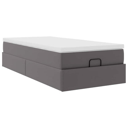 Ottoman bed met matras 100x200cm kunstleer grijs