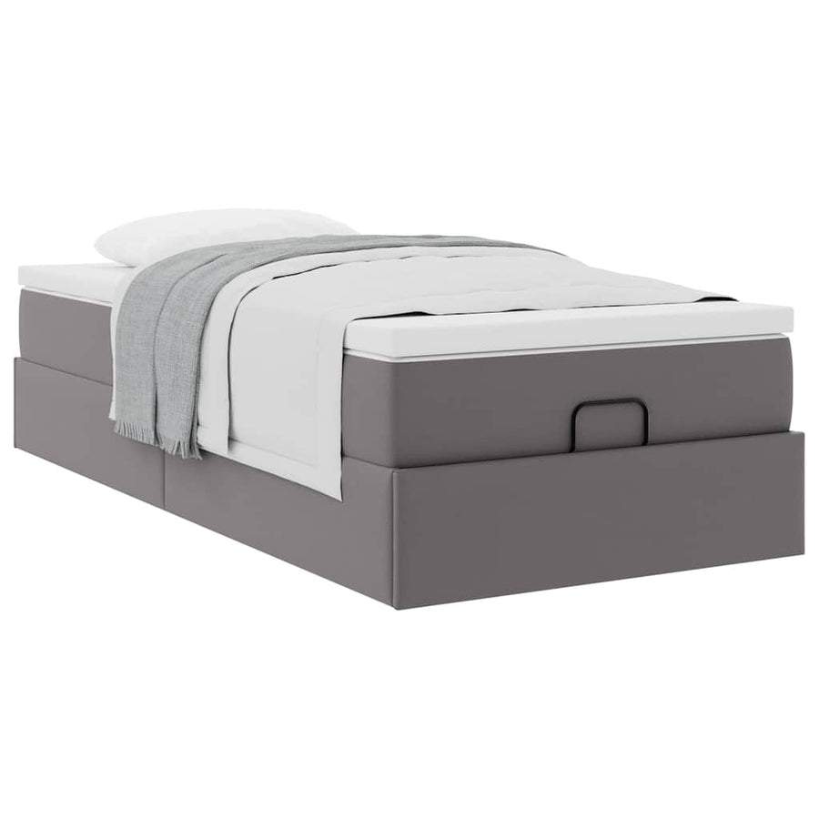 Ottoman bed met matras 100x200cm kunstleer grijs