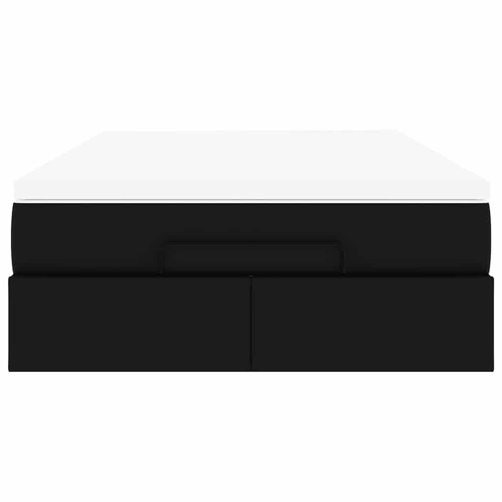 Ottoman bed met matras 120x190 cm kunstleer zwart