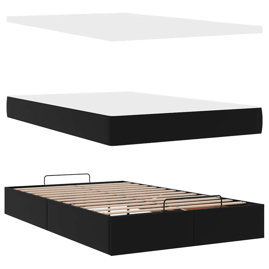 Ottoman bed met matras 120x190 cm kunstleer zwart