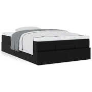 Ottoman bed with mattress 120x190 cm black faux leather