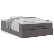 Ottoman bed with mattress 120x190 cm faux leather grey
