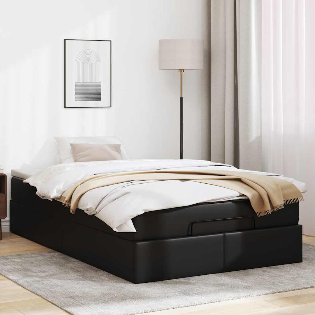 Ottoman bed met matras 120x200cm kunstleer zwart