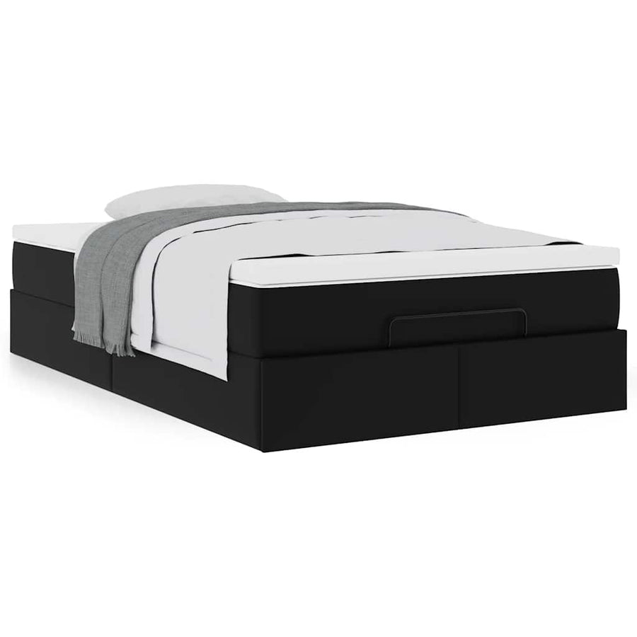 Ottoman bed met matras 120x200cm kunstleer zwart