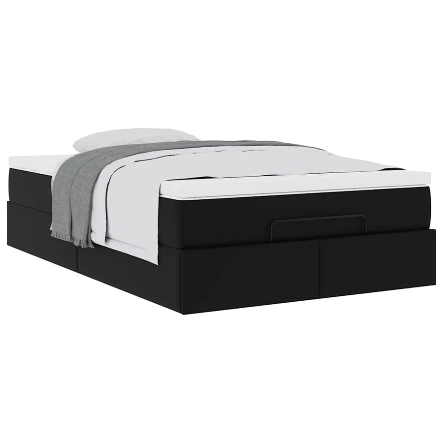 Ottoman bed met matras 120x200cm kunstleer zwart