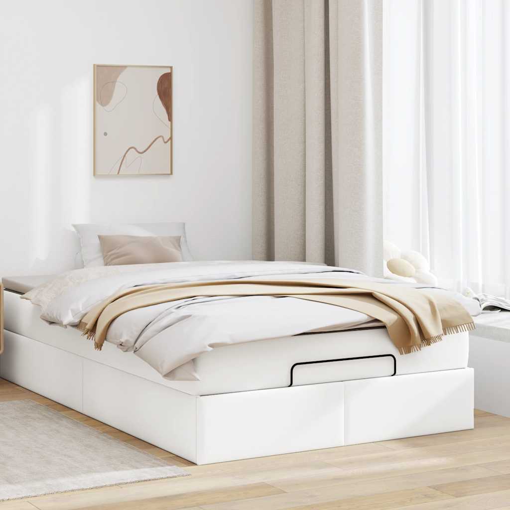 Ottoman bed met matras 120x200cm kunstleer wit