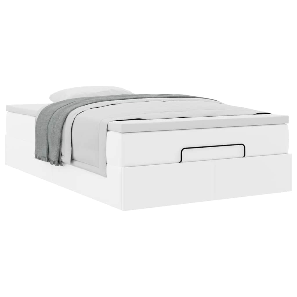 Ottoman bed met matras 120x200cm kunstleer wit