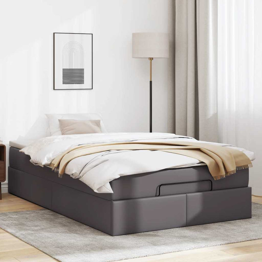 Ottoman bed met matras 120x200cm kunstleer grijs