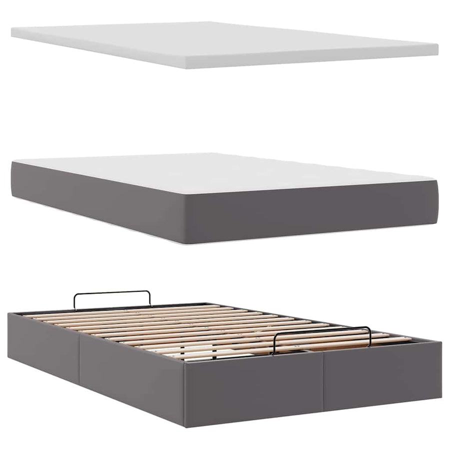Ottoman bed met matras 120x200cm kunstleer grijs