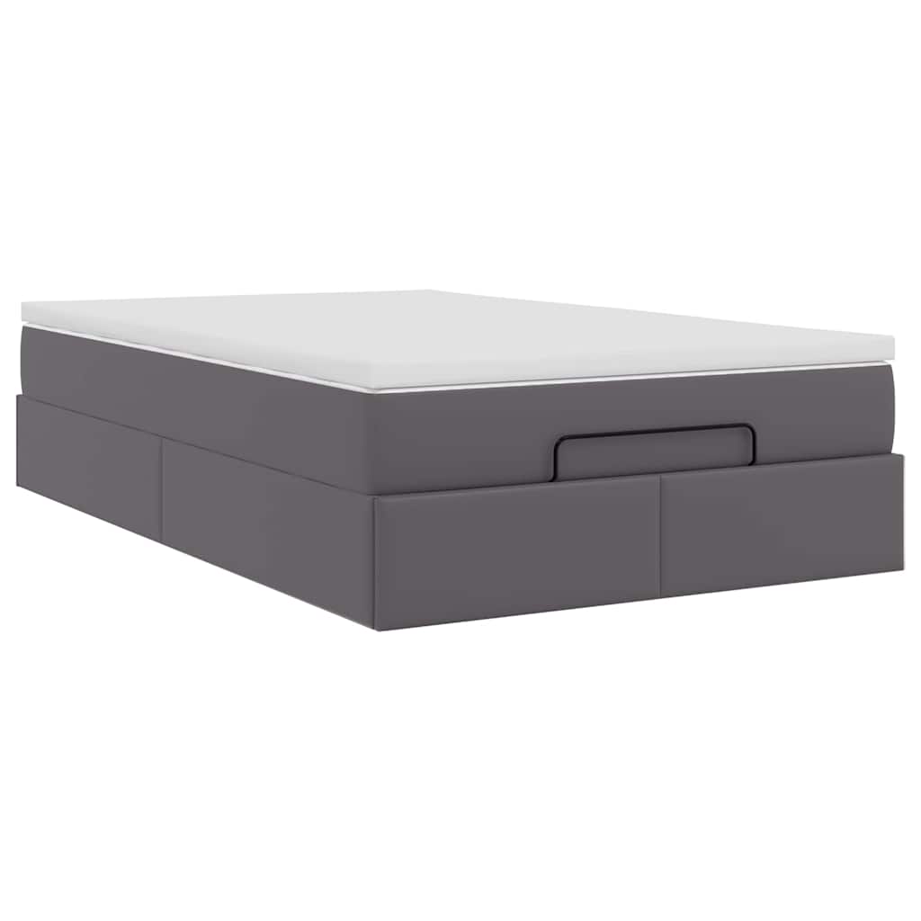 Ottoman bed met matras 120x200cm kunstleer grijs