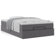 Ottoman bed with mattress 120x200cm faux leather grey
