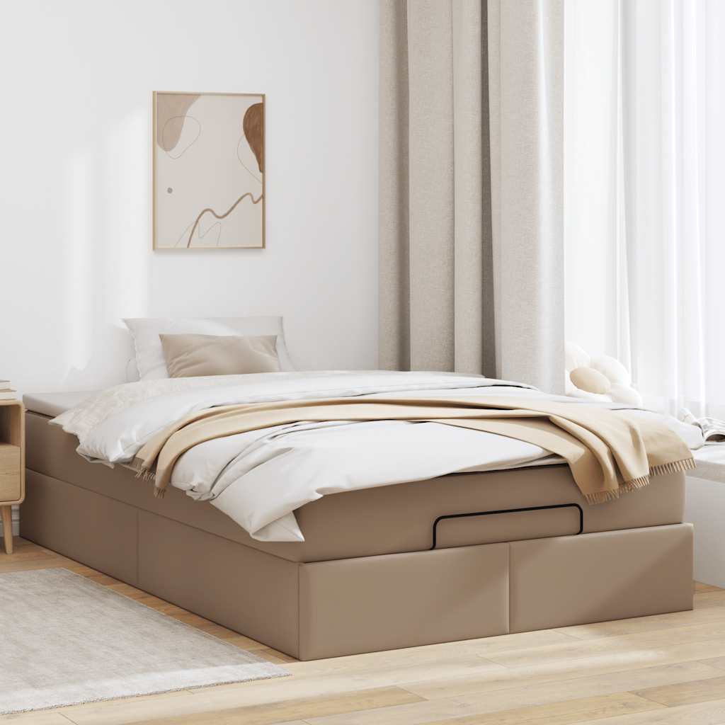 Ottoman bed met matras 120x200cm kunstleer cappuccinokleurig