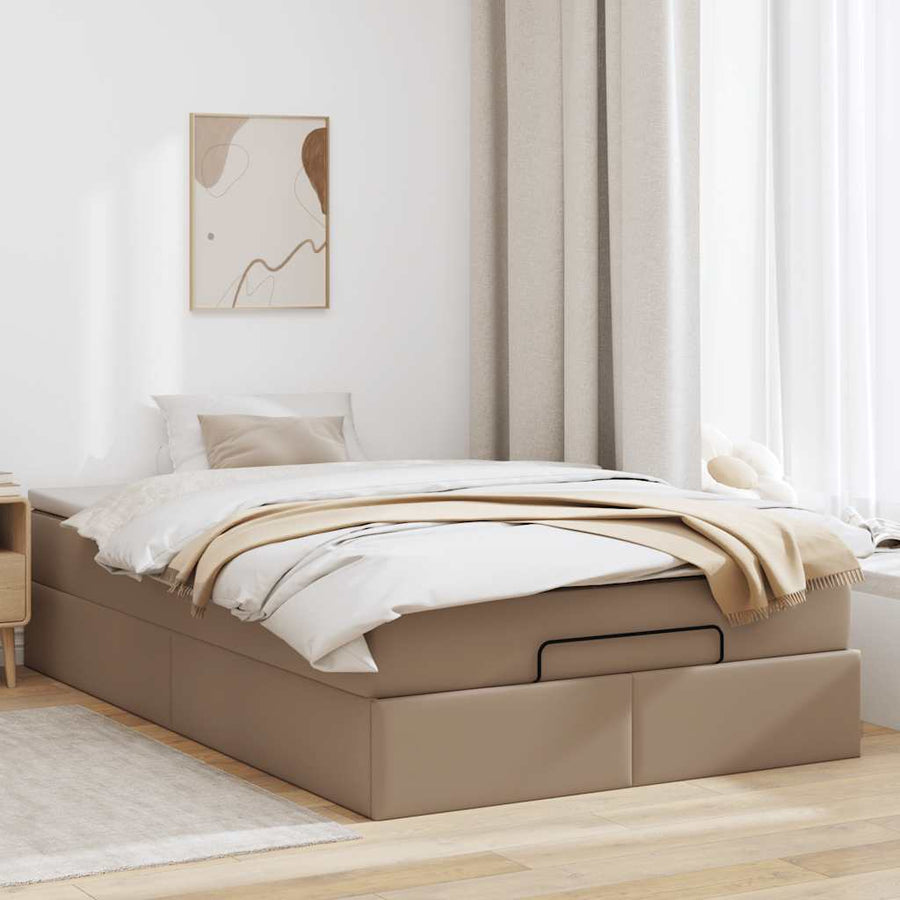 Ottoman bed met matras 120x200cm kunstleer cappuccinokleurig