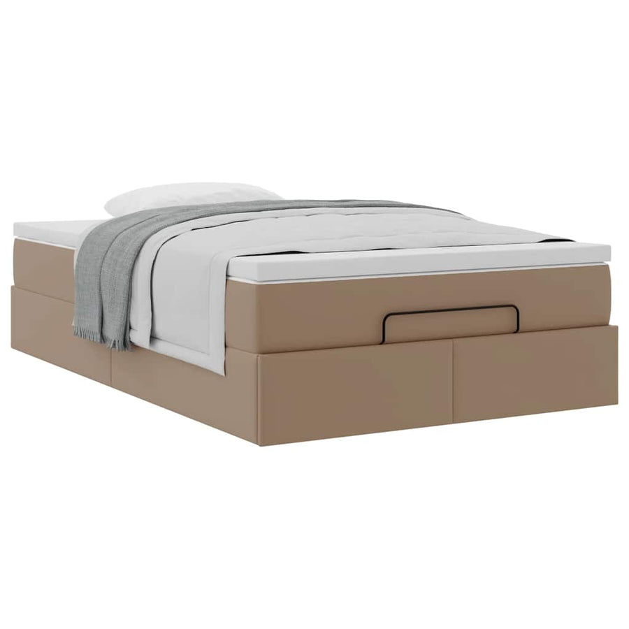 Ottoman bed met matras 120x200cm kunstleer cappuccinokleurig