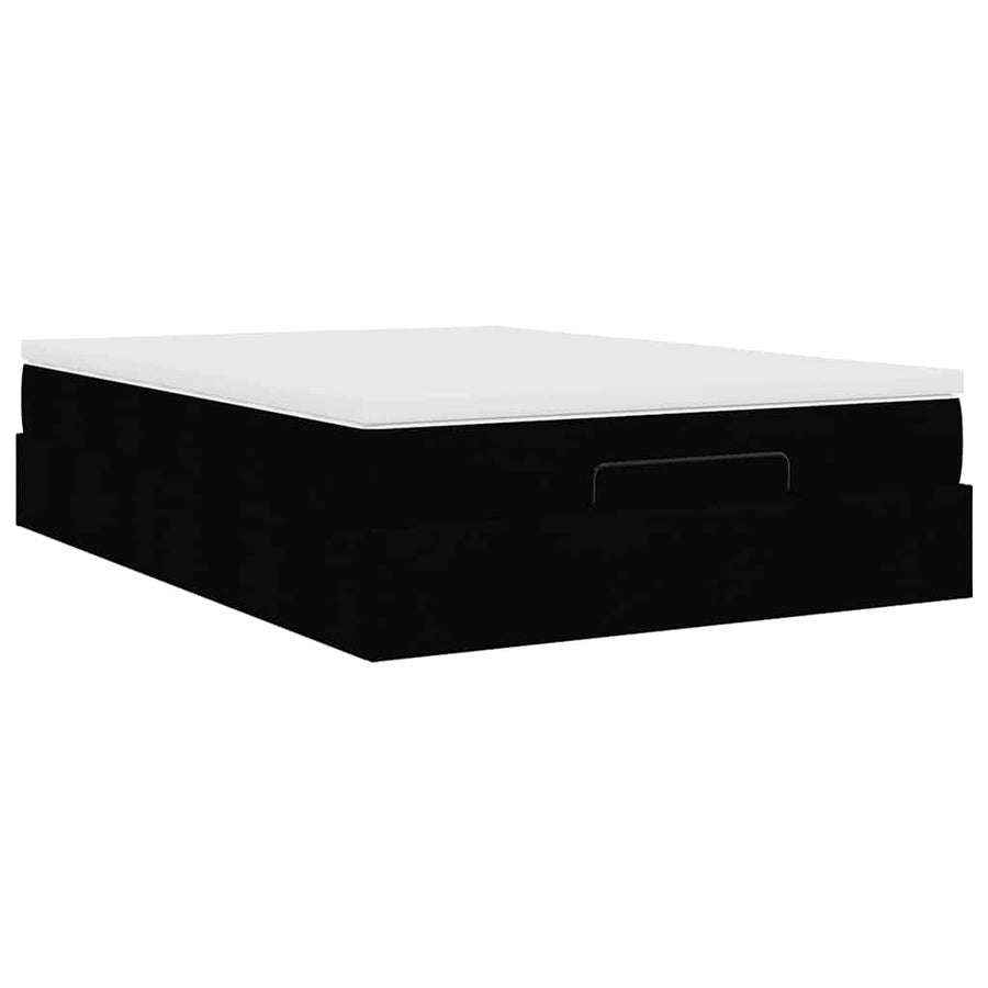 Ottoman bed met matras 140x190cm kunstleer zwart
