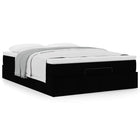 Ottoman bed with mattress 140x190cm black faux leather
