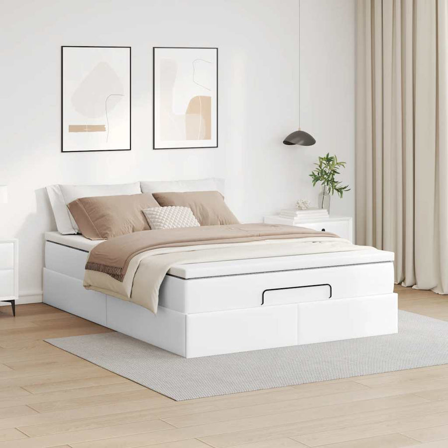 Ottoman bed met matras 140x190cm kunstleer wit