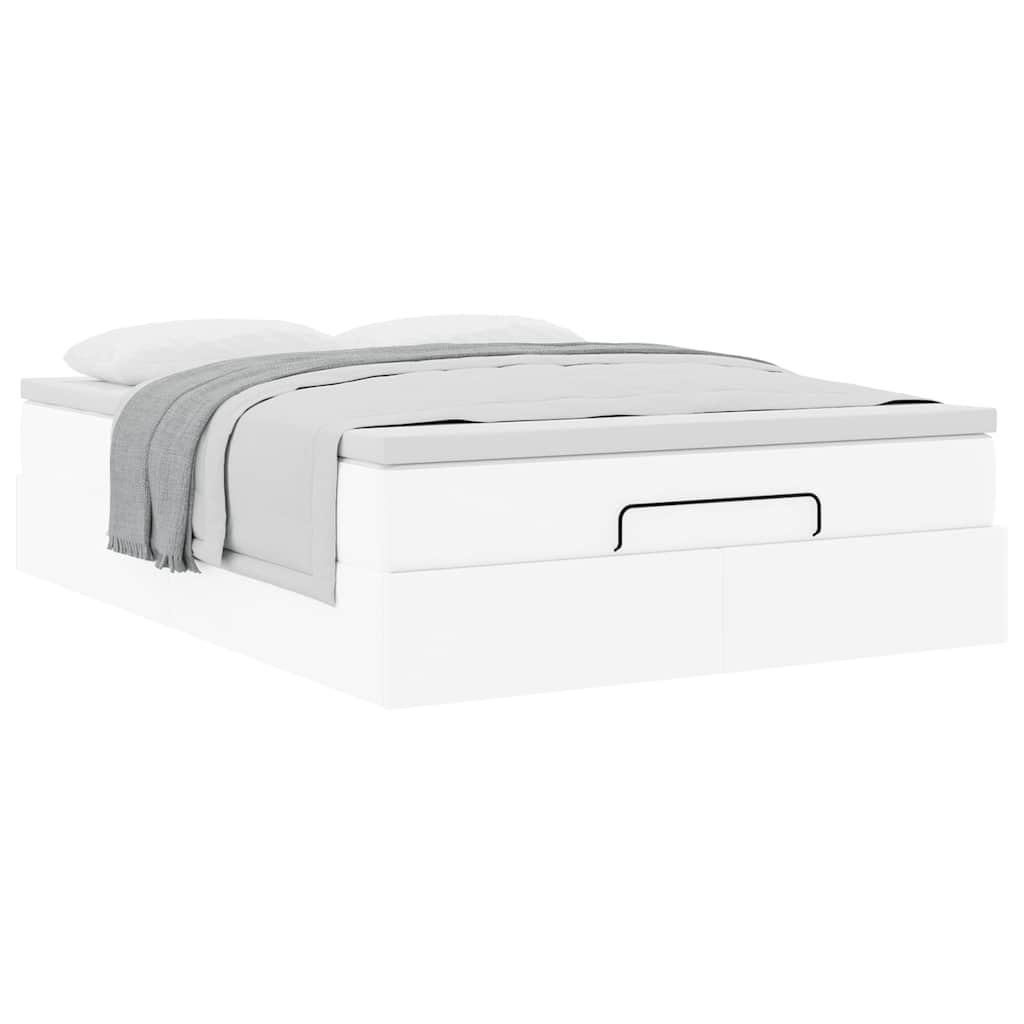 Ottoman bed met matras 140x190cm kunstleer wit