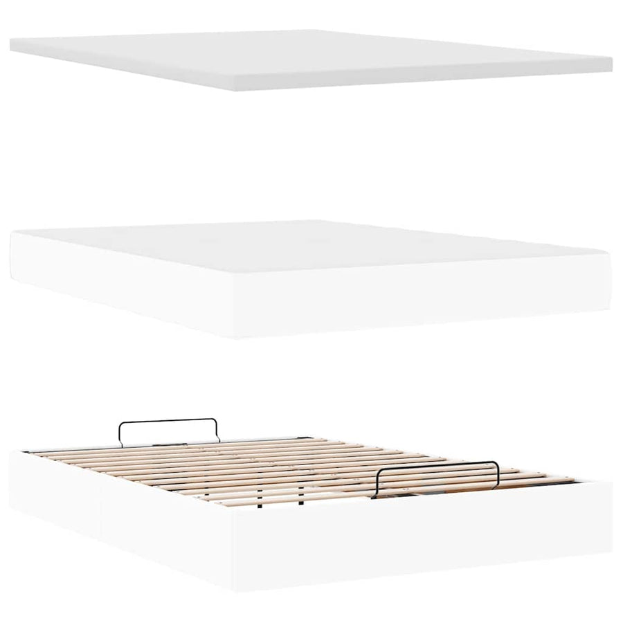 Ottoman bed met matras 140x190cm kunstleer wit