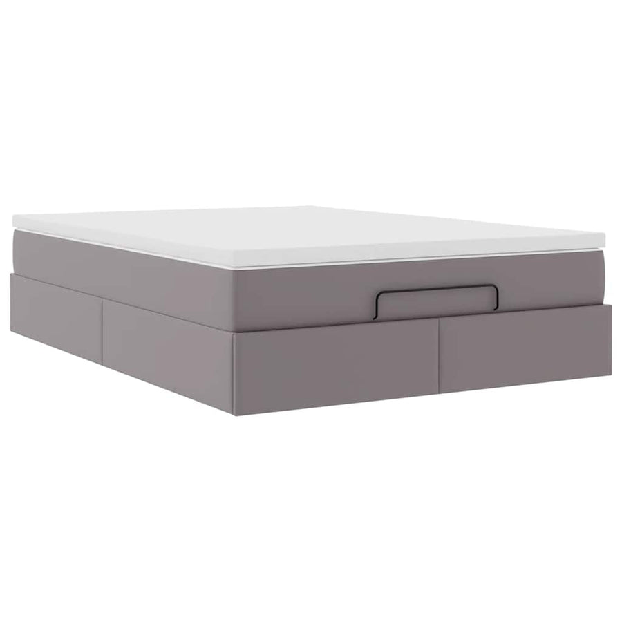 Ottoman bed met matras 140x190cm kunstleer grijs