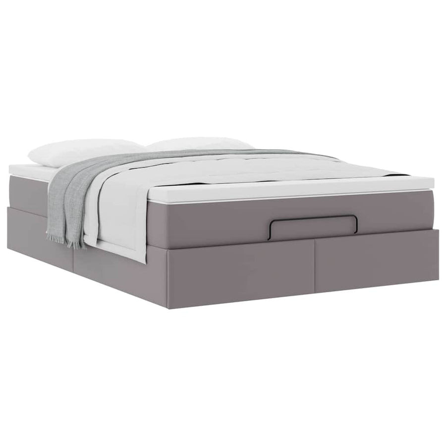Ottoman bed met matras 140x190cm kunstleer grijs