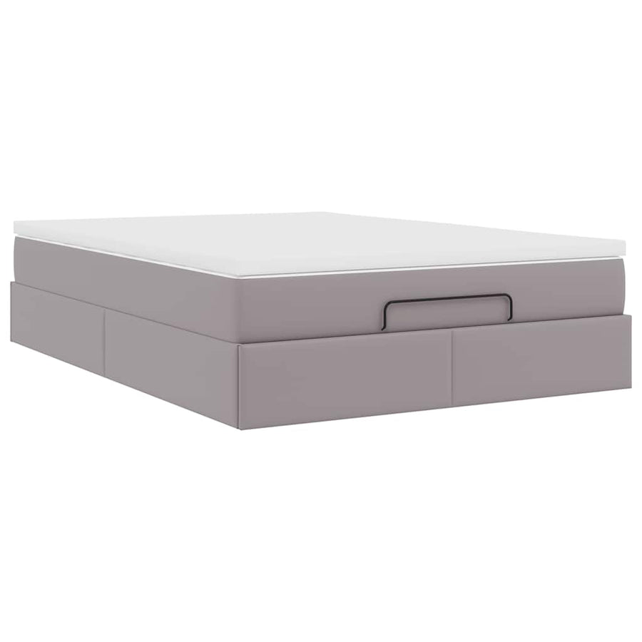 Ottoman bed met matras 140x190cm kunstleer grijs