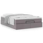 Ottoman bed with mattress 140x190cm faux leather grey