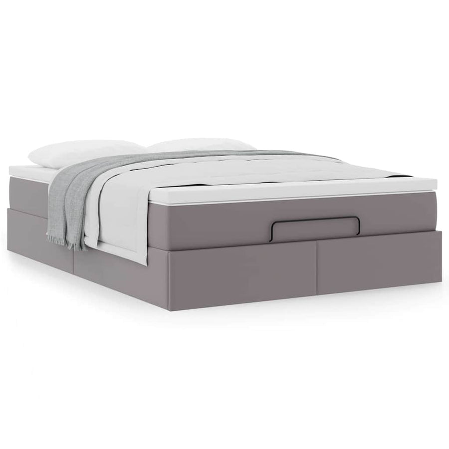 Ottoman bed met matras 140x190cm kunstleer grijs