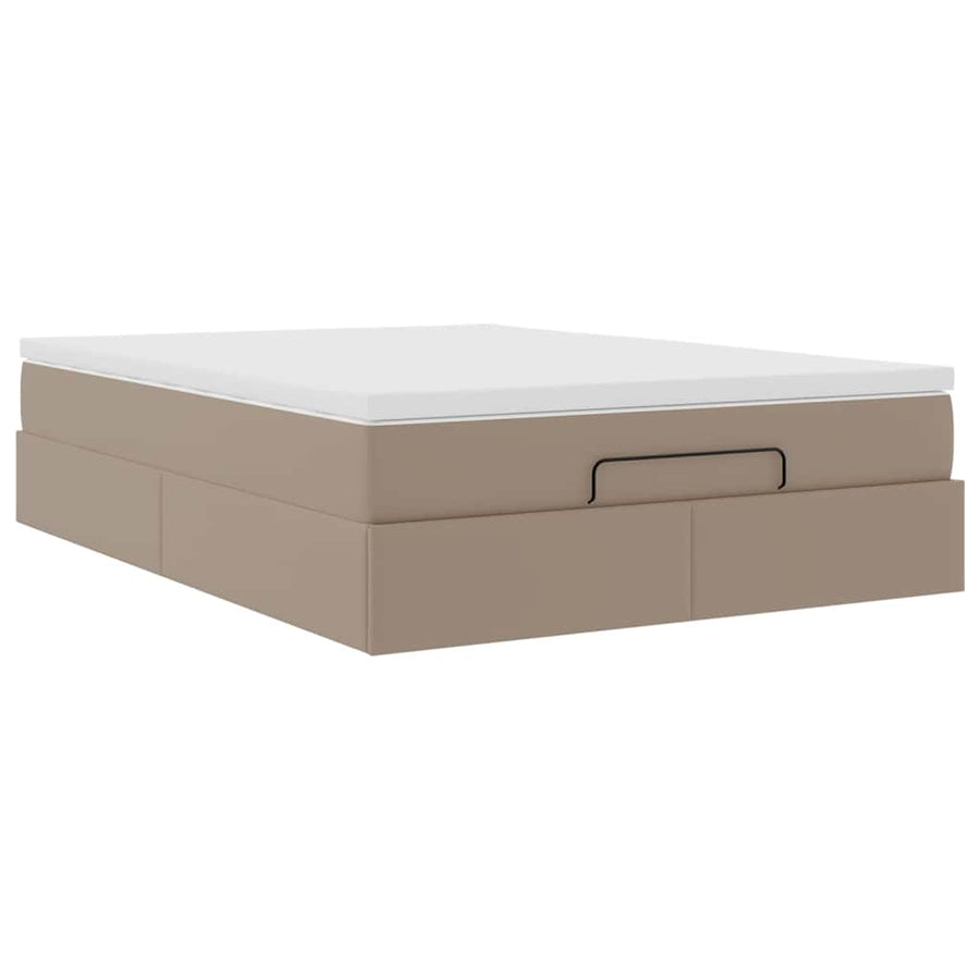 Ottoman bed met matras 140x190cm kunstleer cappuccinokleurig